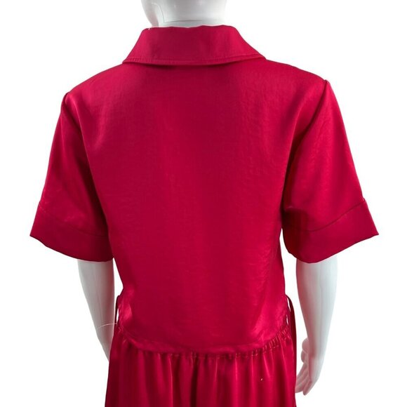 House of Harlow Satin SET Sm Top Lg pants High Elastic Waist Pink Barbiecore NWT - Picture 5 of 16